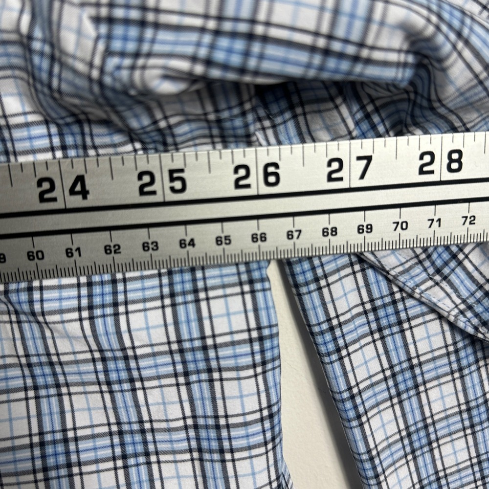 Peter Millar Summer Comfort Crown Long Sleeve Collared Shirt Blue Plaid Size XL - Picture 12 of 14